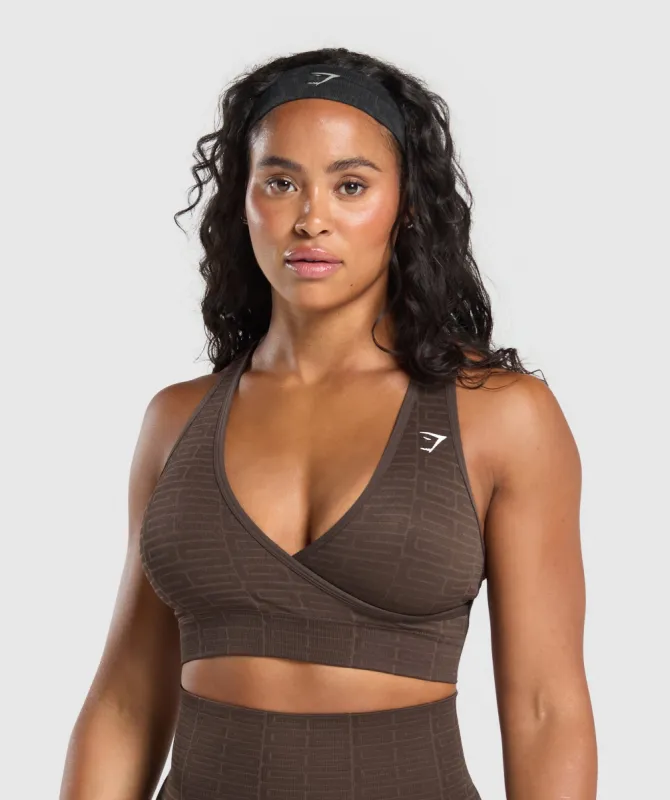 Gymshark Adapt Monogram Seamless Sports Bra - Brown sold by Gymshark