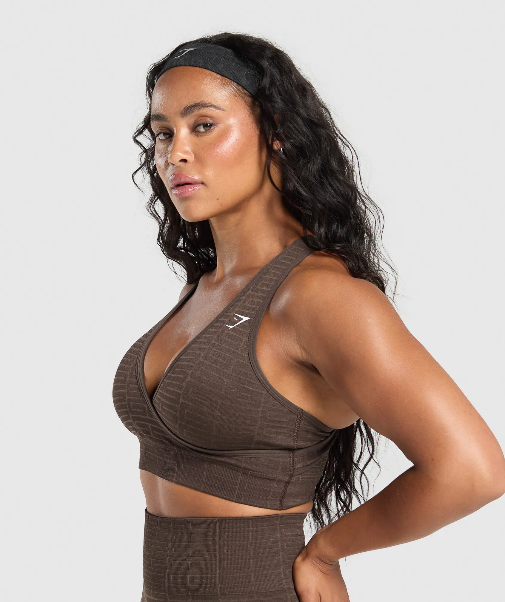 Gymshark Adapt Monogram Seamless Sports Bra - Brown sold by Gymshark product image thumbnail 3