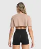 Gymshark Collegiate Shadow Washed Crop Top - Stone Pink sold by Gymshark