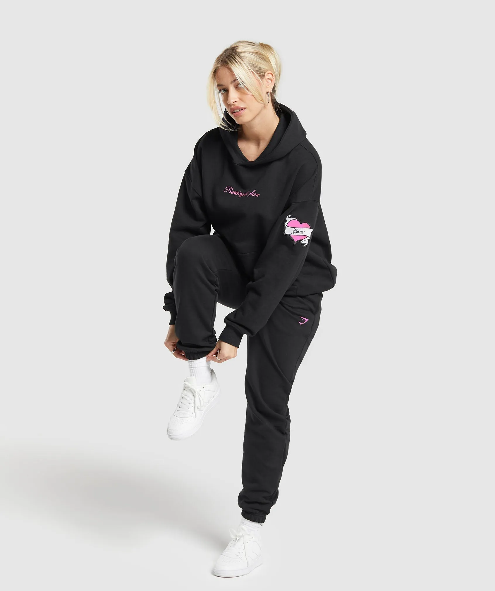 Gymshark Tattoo Oversized Hoodie - Black sold by Gymshark product image thumbnail 4