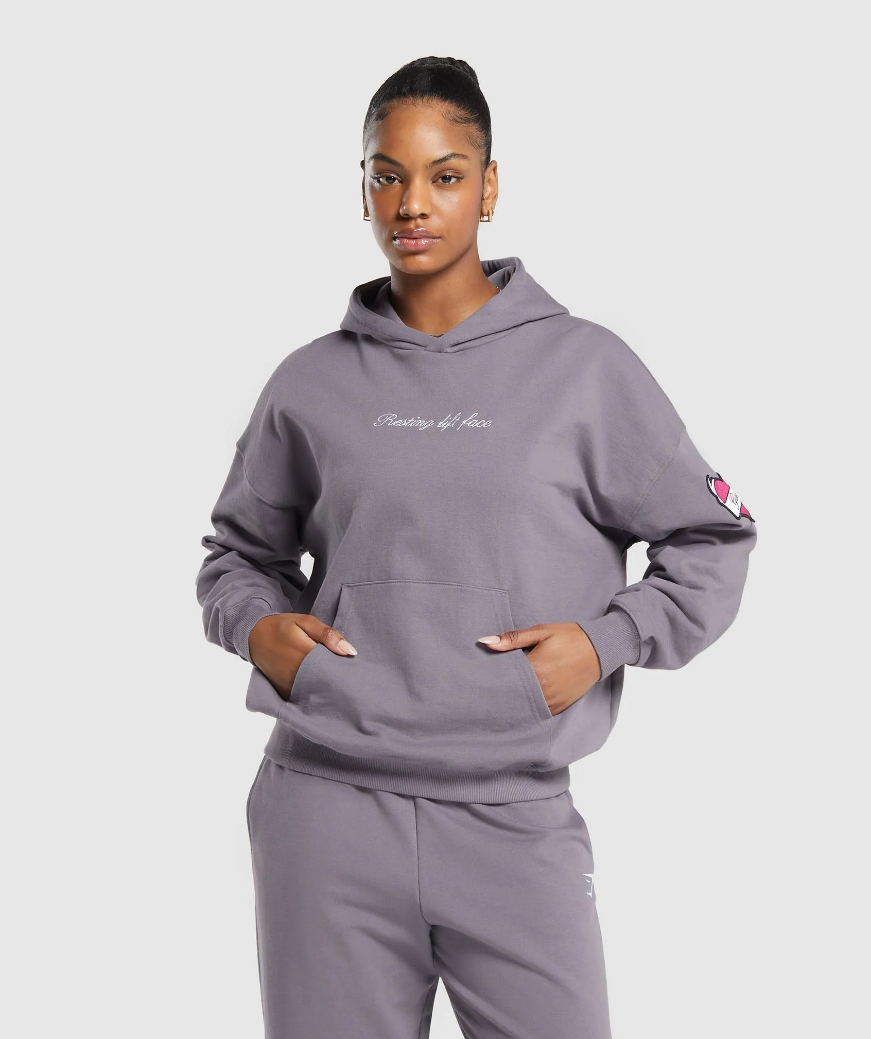 Gymshark Tattoo Oversized Hoodie - Fog Purple sold by Gymshark
