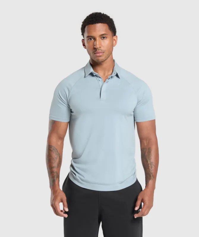 Gymshark Seamless Polo Shirt - Salt Blue sold by Gymshark