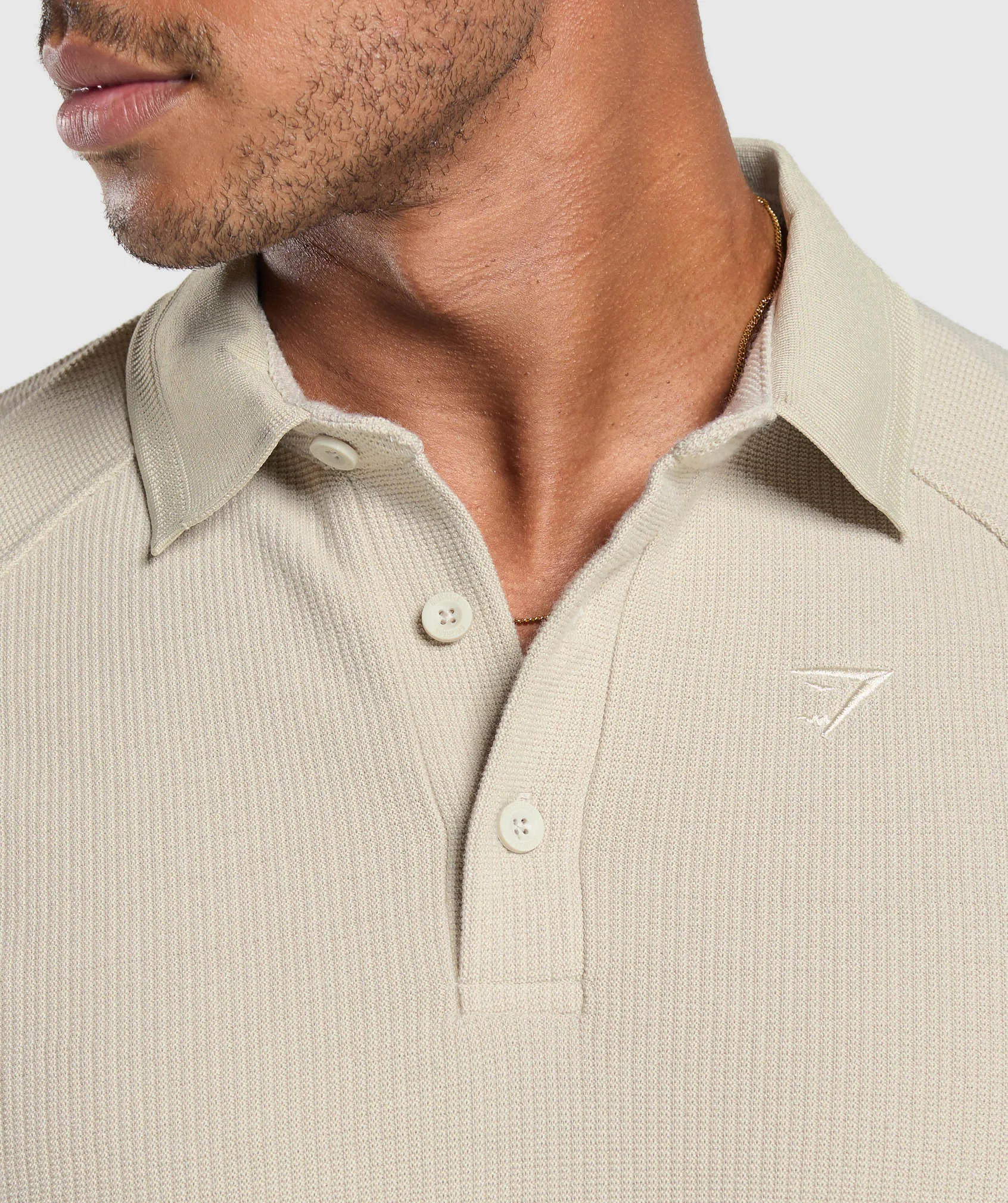 Gymshark Waffle Polo Shirt - Pebble Grey sold by Gymshark product image thumbnail 5