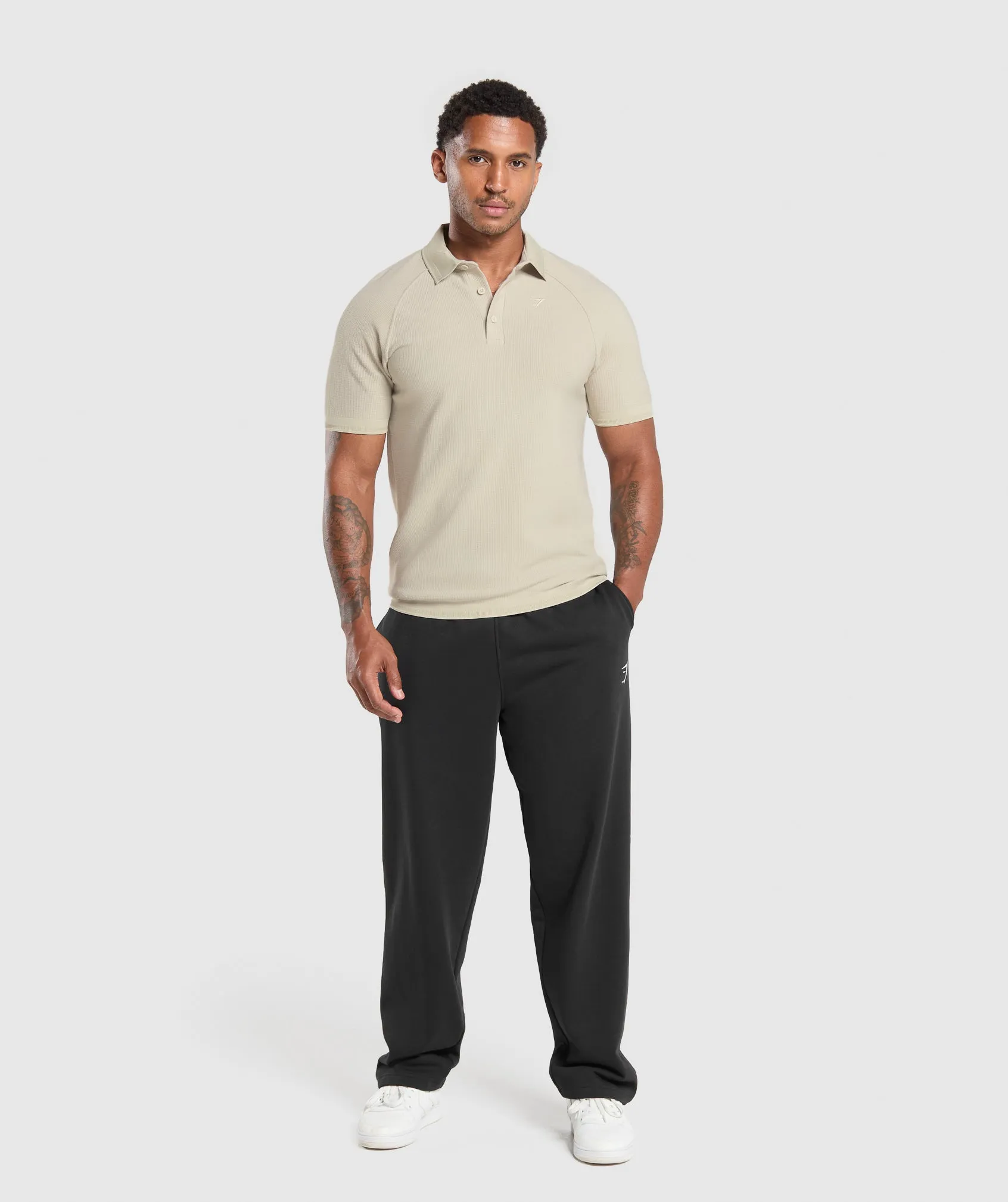 Gymshark Waffle Polo Shirt - Pebble Grey sold by Gymshark product image thumbnail 4