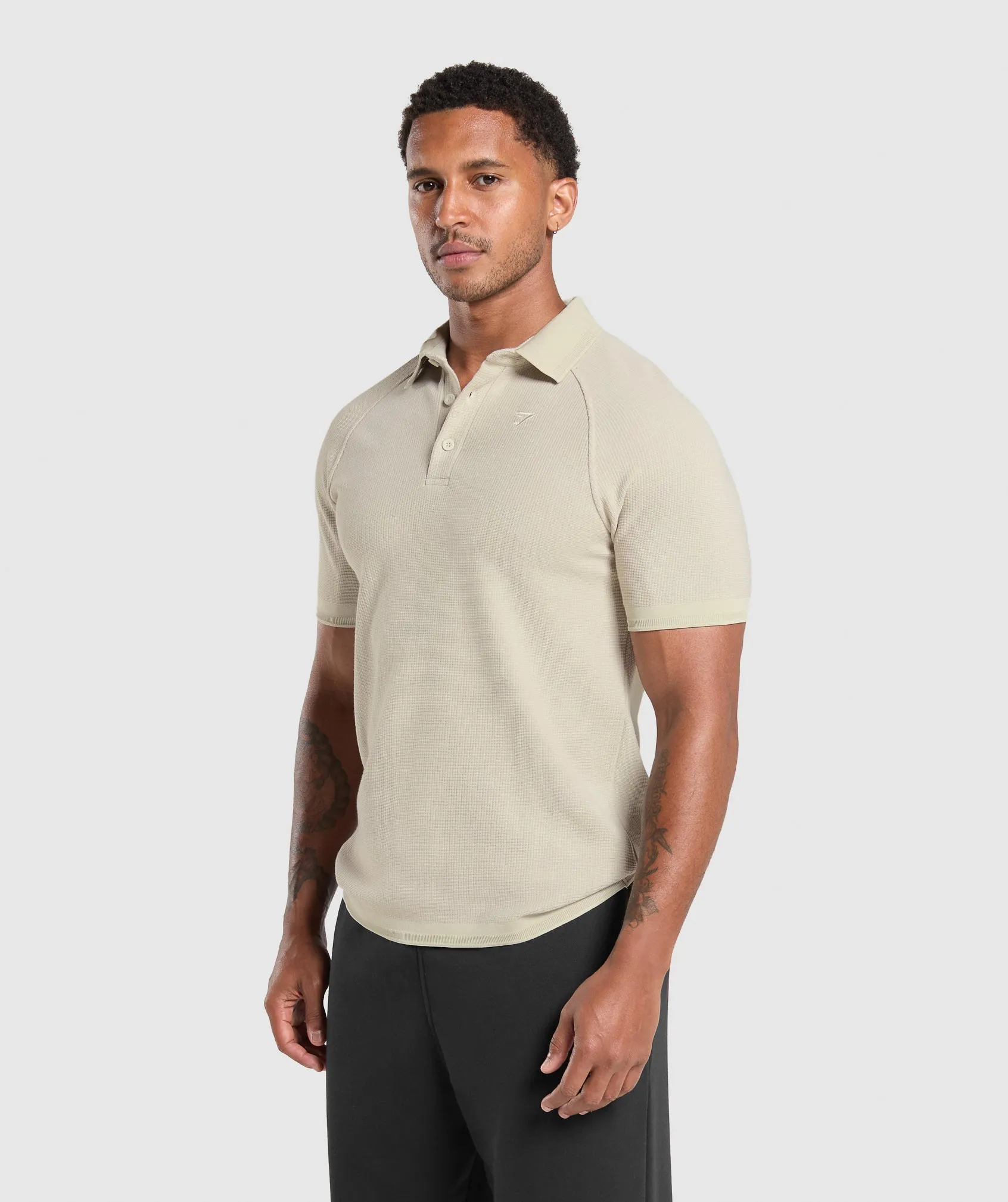 Gymshark Waffle Polo Shirt - Pebble Grey sold by Gymshark product image thumbnail 3