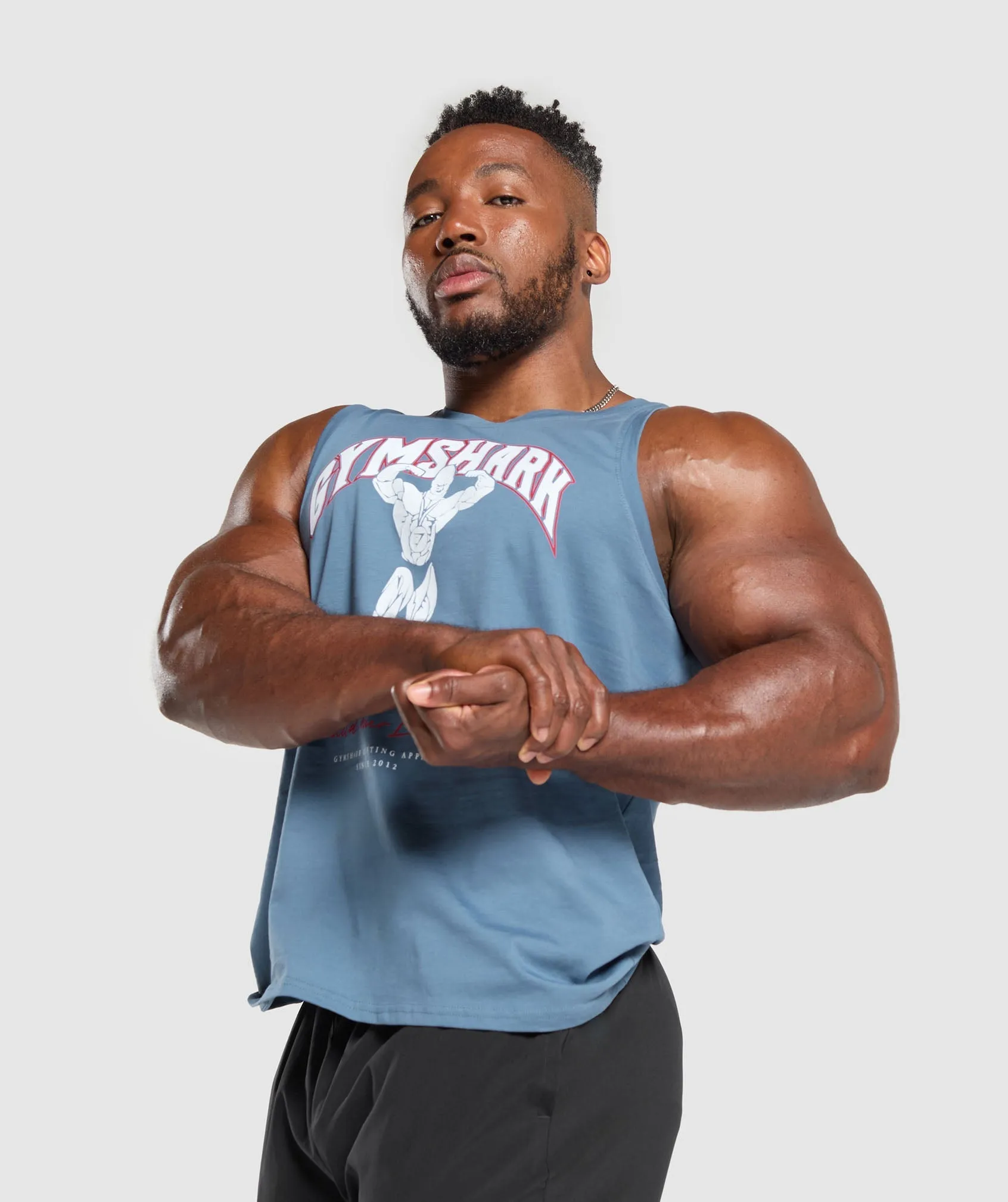 Gymshark Build Your Legacy Graphic Tank - Faded Blue sold by Gymshark product image thumbnail 5