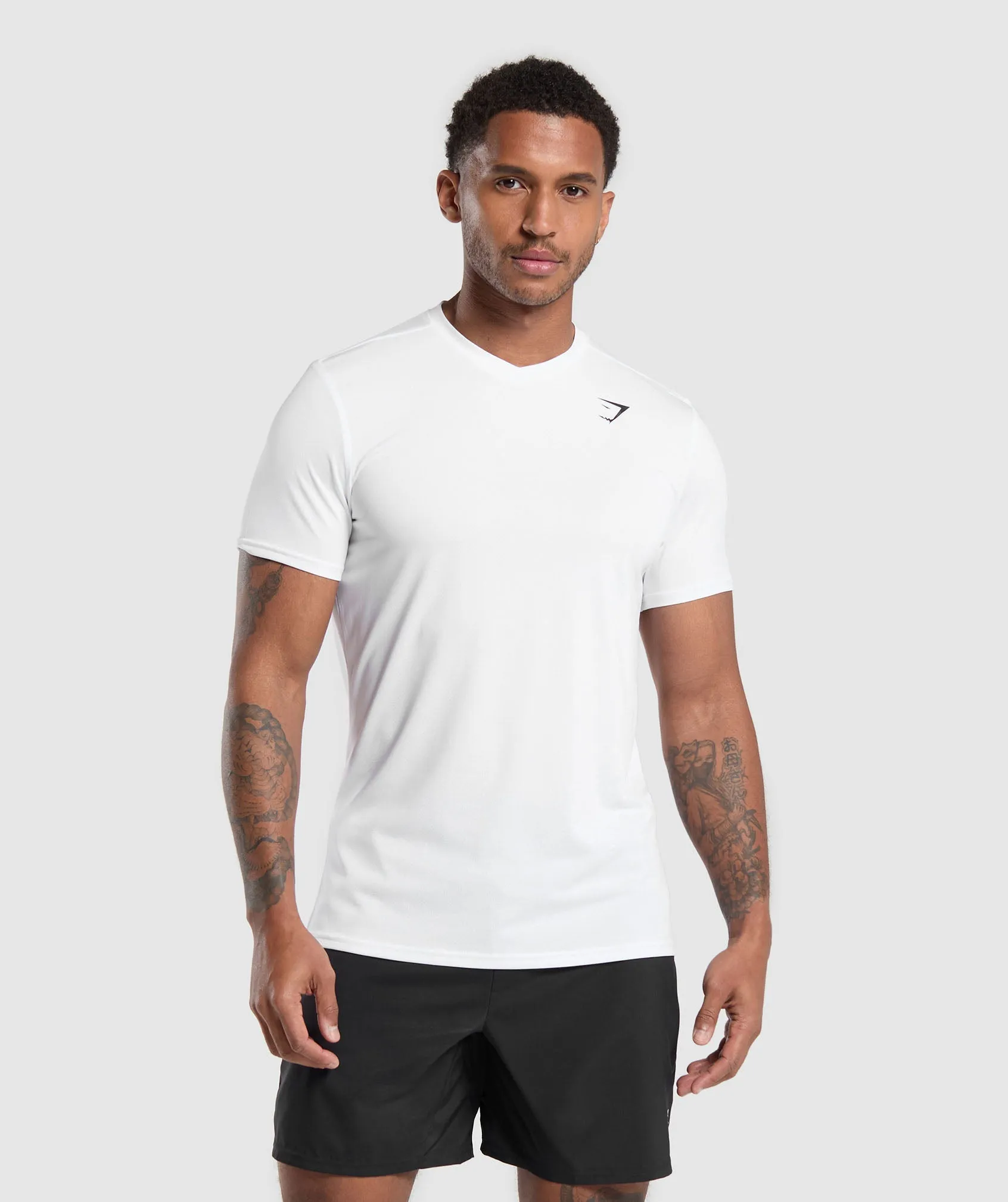 Gymshark Arrival V-Neck T Shirt - White sold by Gymshark