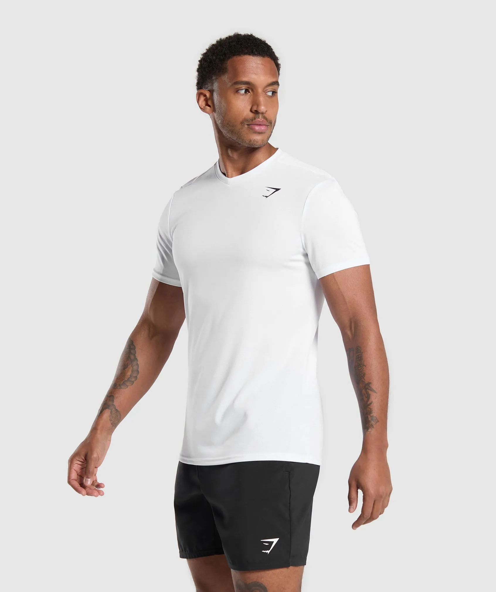 Gymshark Arrival V-Neck T Shirt - White sold by Gymshark product image thumbnail 3
