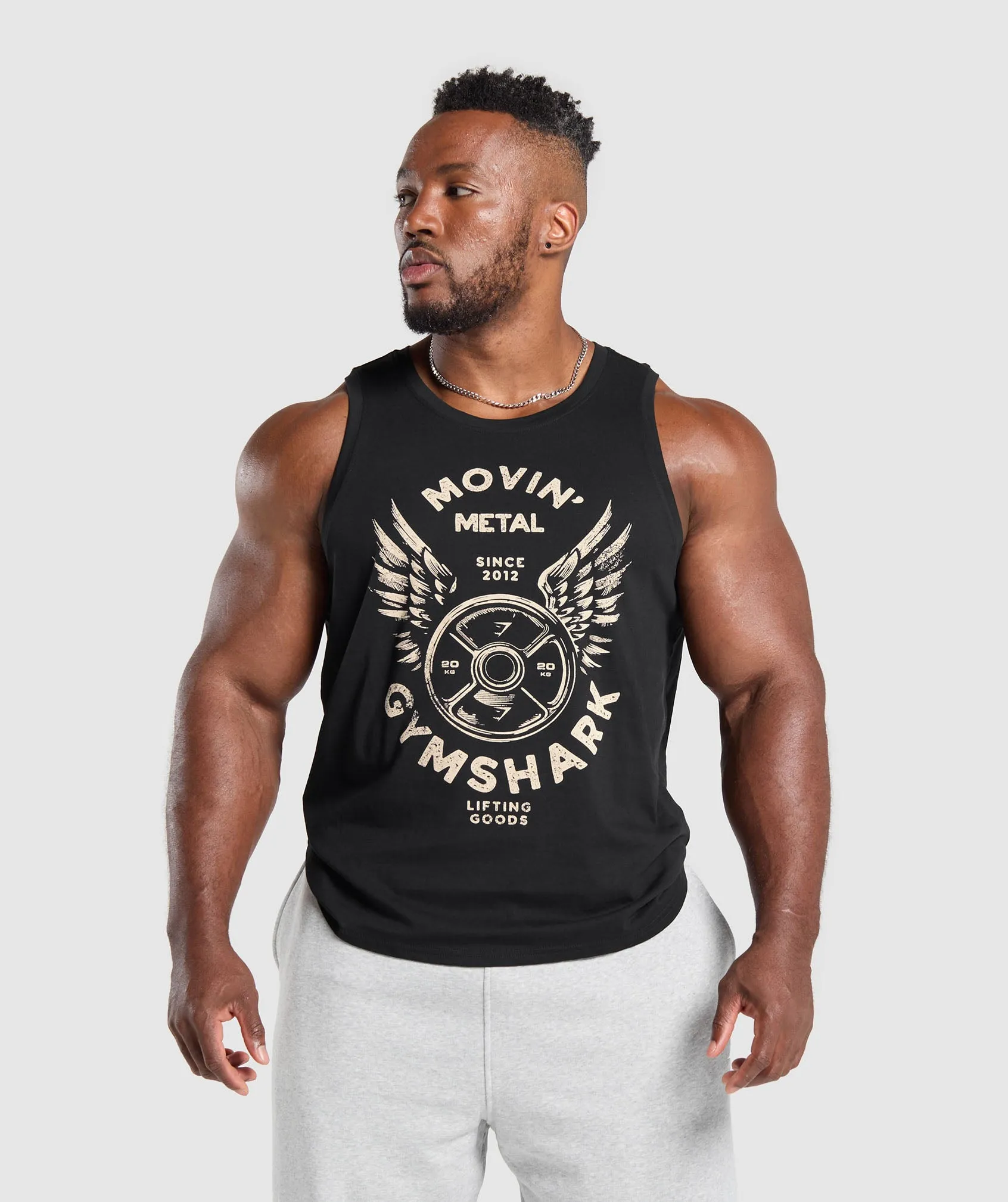 Gymshark Movin' Metal Graphic Tank - Black sold by Gymshark
