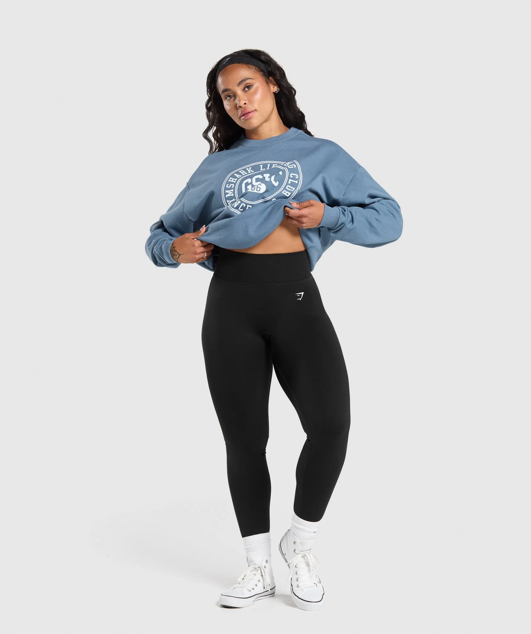 Gymshark GSLC Weight Graphic Sweater - Faded Blue sold by Gymshark product image thumbnail 4