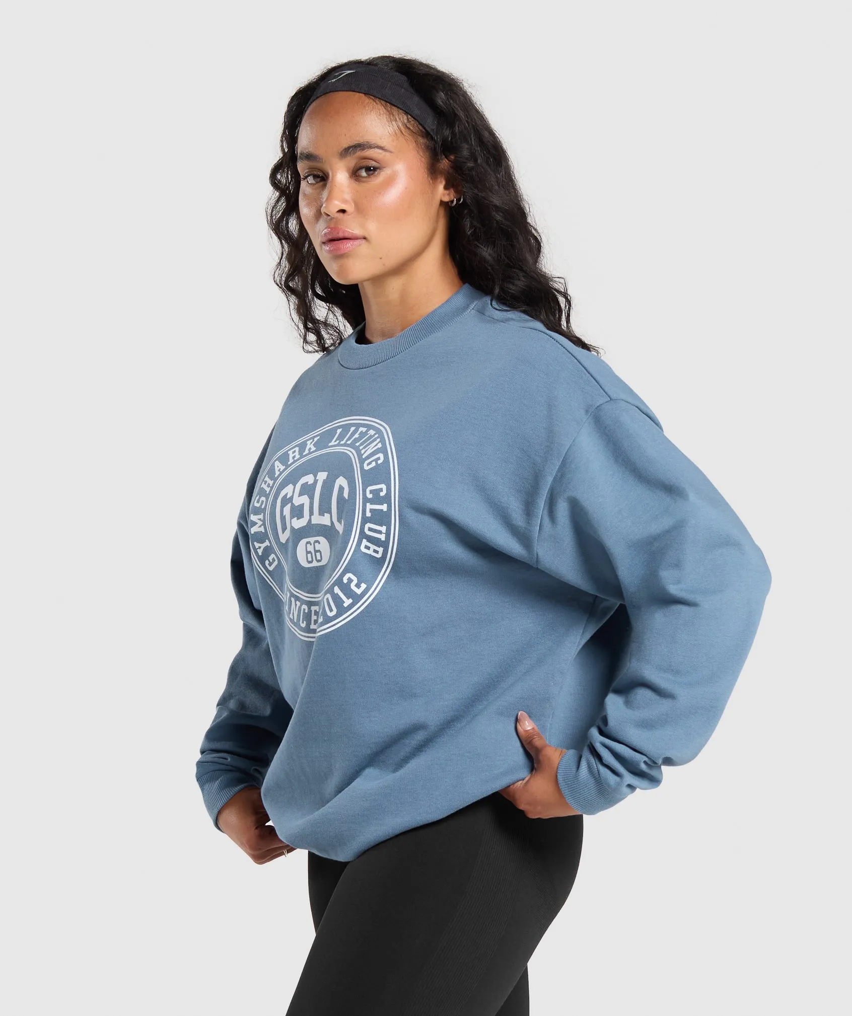 Gymshark GSLC Weight Graphic Sweater - Faded Blue sold by Gymshark product image thumbnail 3