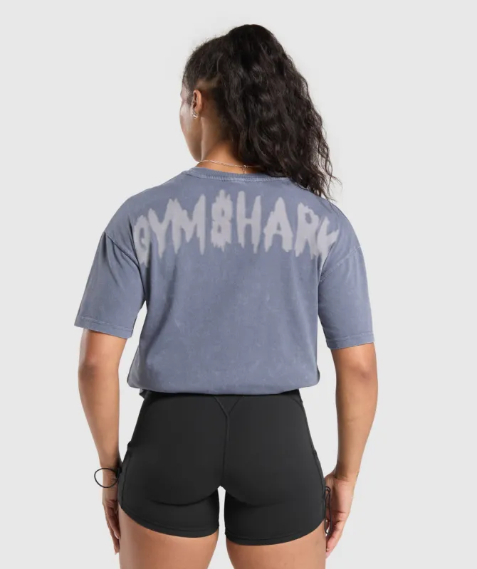 Gymshark Grunge Oversized T-Shirt - Iron Blue sold by Gymshark