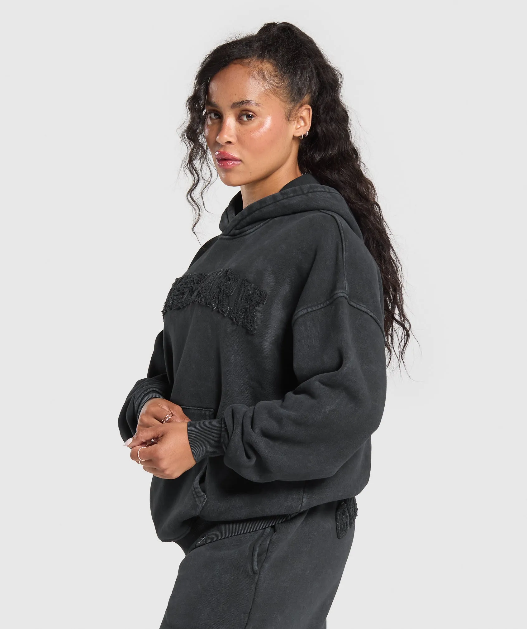 Gymshark Grunge Oversized Hoodie - Black sold by Gymshark product image thumbnail 3