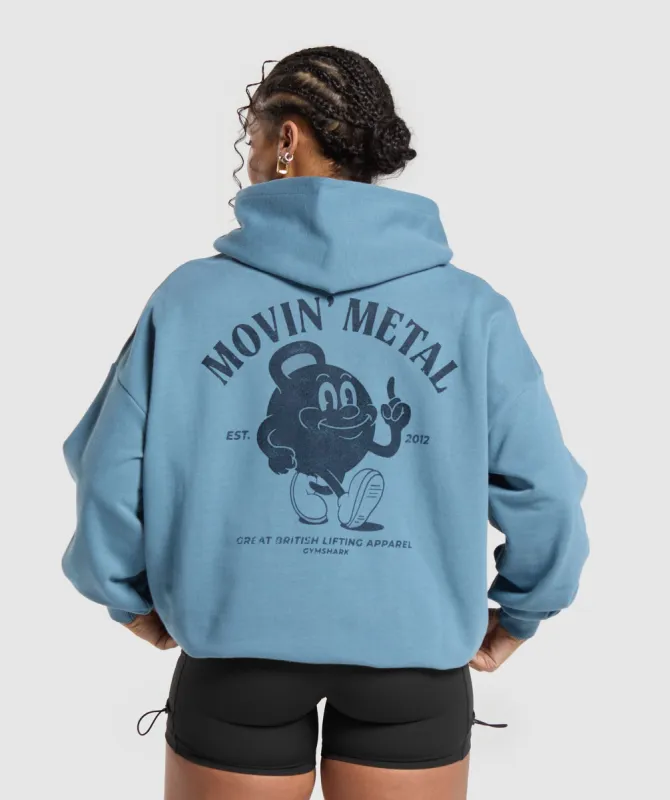 Gymshark Movin' Metal Graphic Hoodie - Faded Blue sold by Gymshark