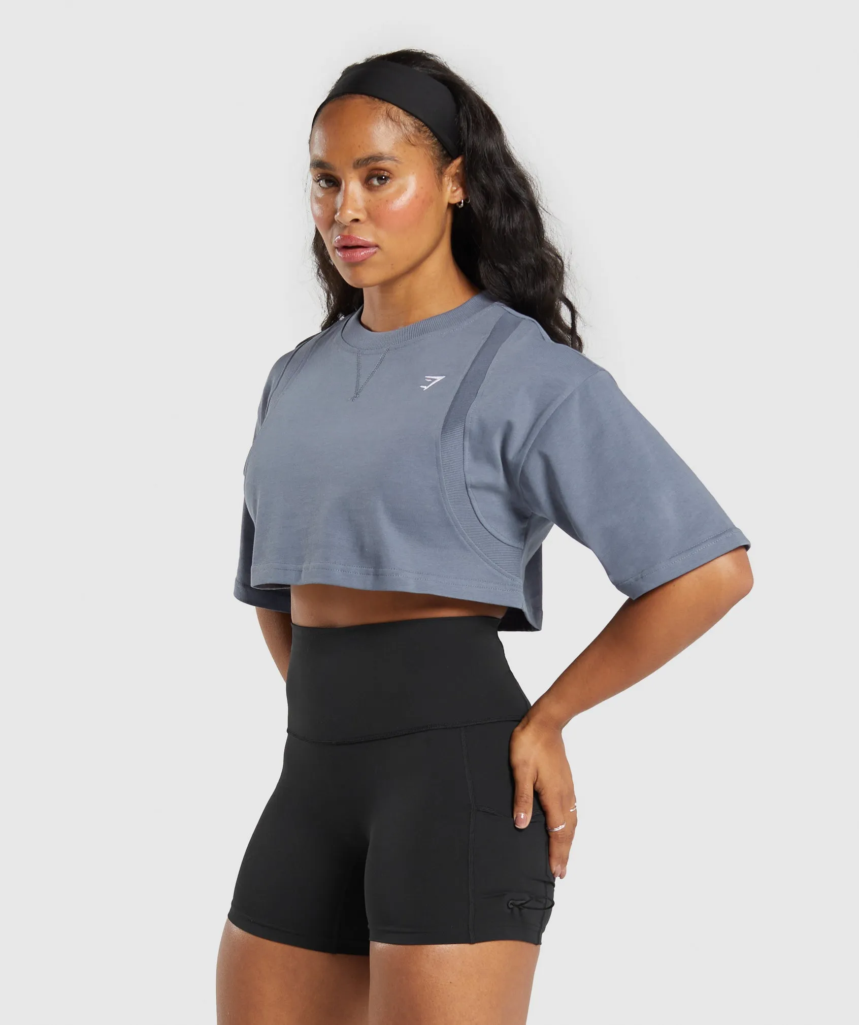 Gymshark Heavyweight Cotton Crop T-Shirt - Blue sold by Gymshark product image thumbnail 3