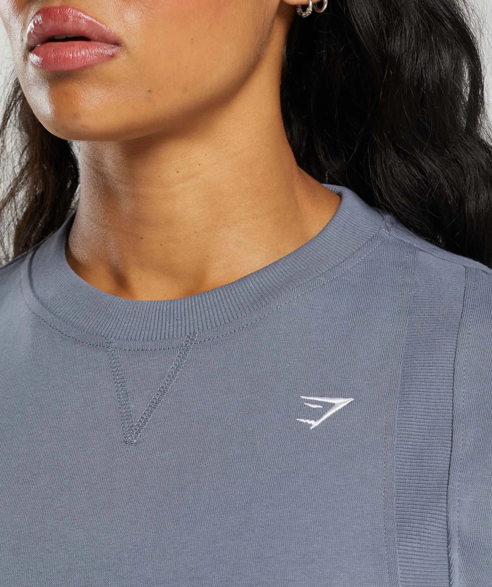 Gymshark Heavyweight Cotton Crop T-Shirt - Blue sold by Gymshark product image thumbnail 4