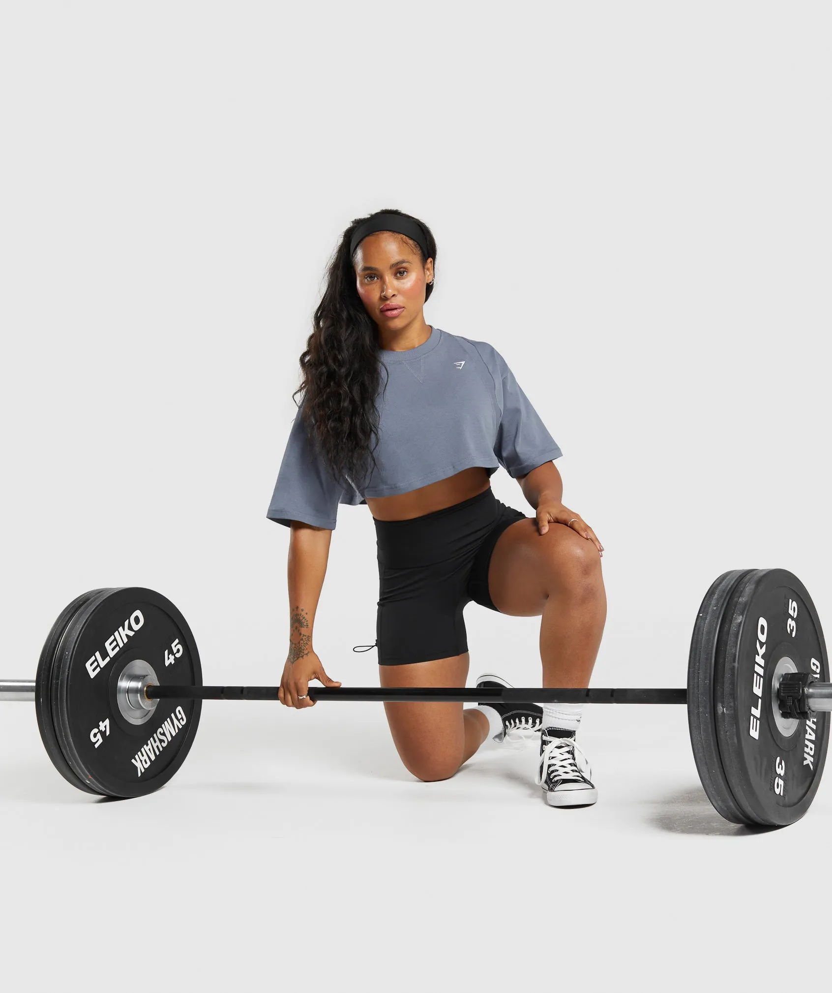 Gymshark Heavyweight Cotton Crop T-Shirt - Blue sold by Gymshark product image thumbnail 5