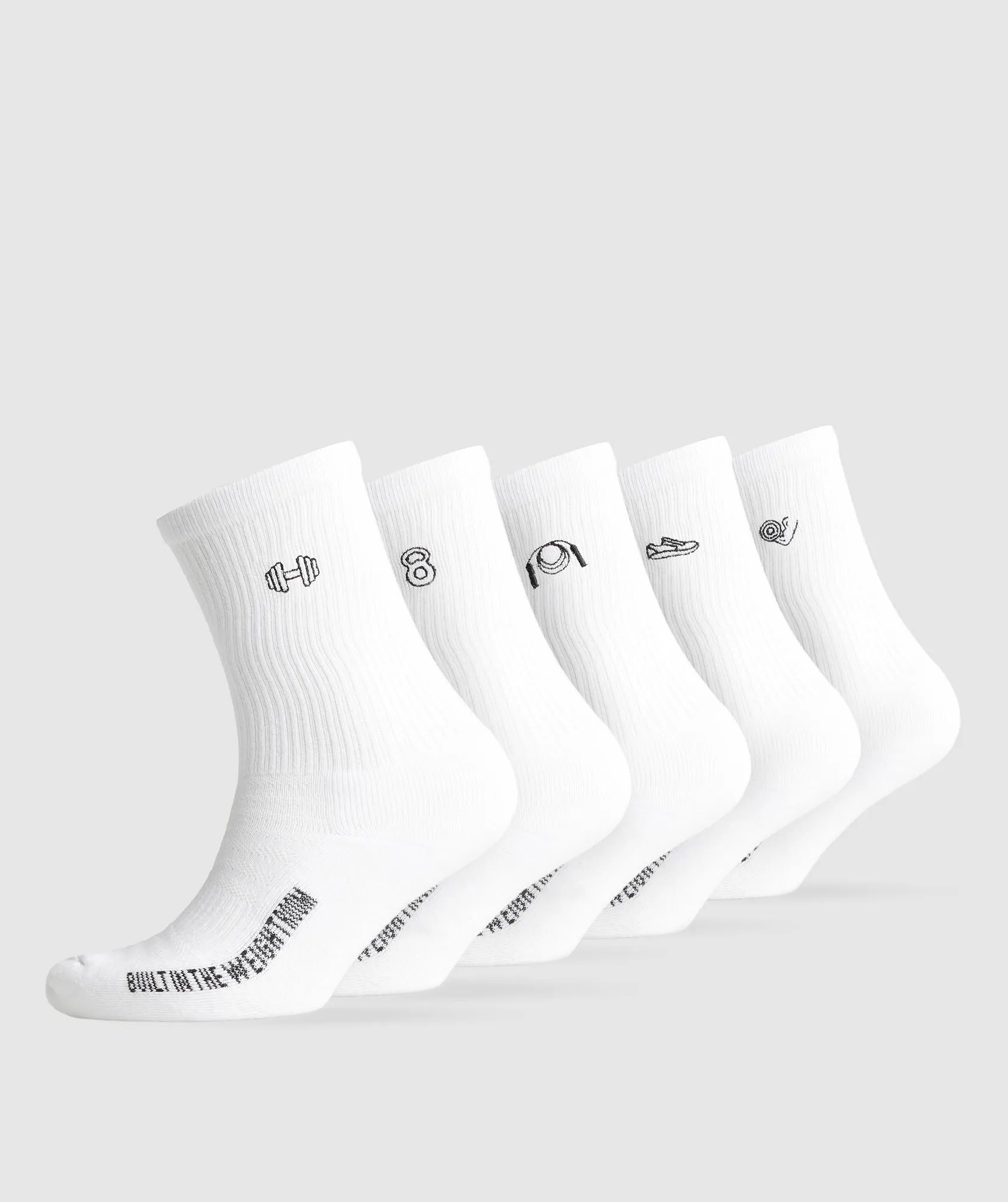 Gymshark GFX Conditioning Crew Socks 5pk - White sold by Gymshark