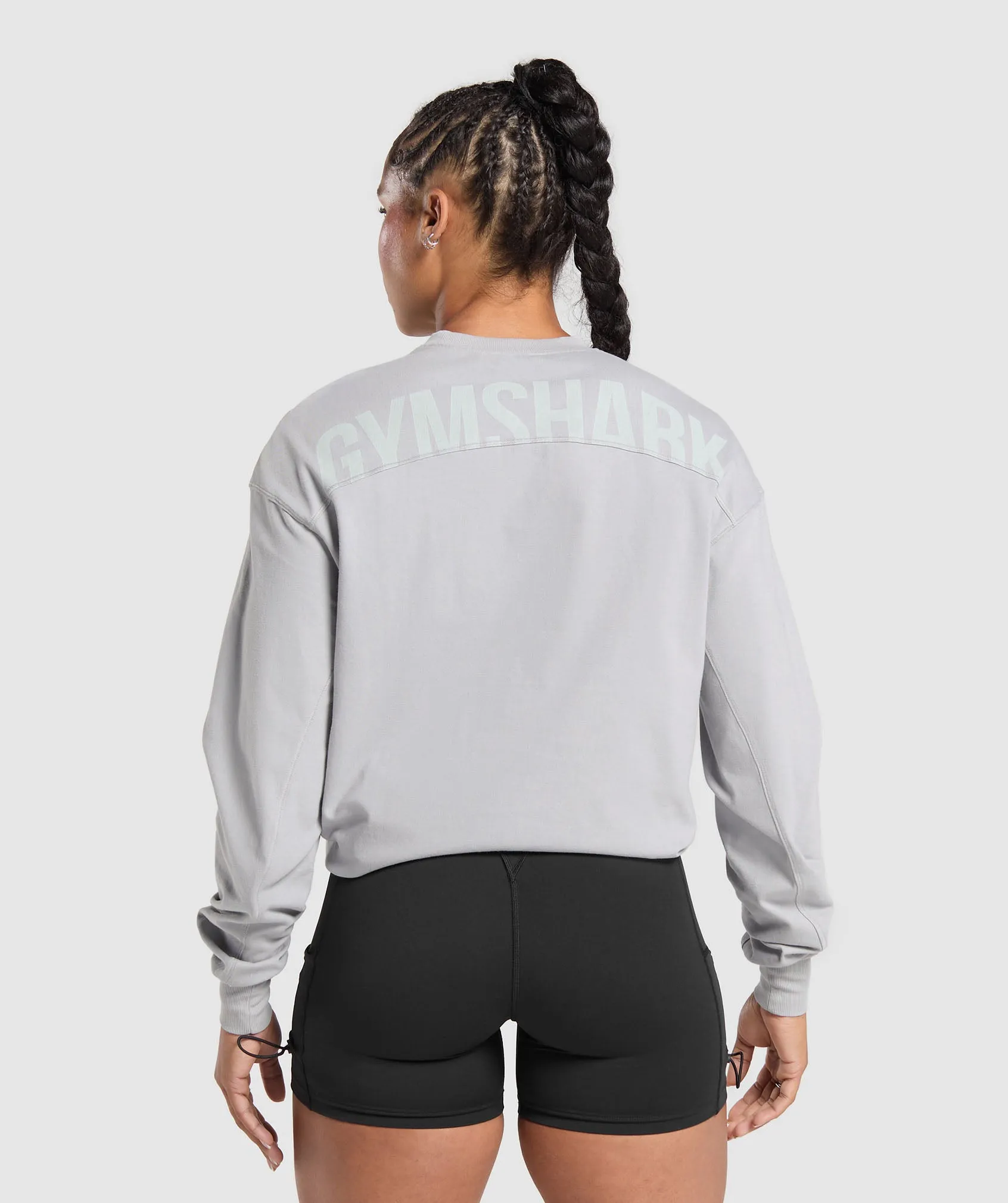 Gymshark Power Oversized Long Sleeve Top - Silver Grey/Acid Wash Small Ball sold by Gymshark product image thumbnail 2