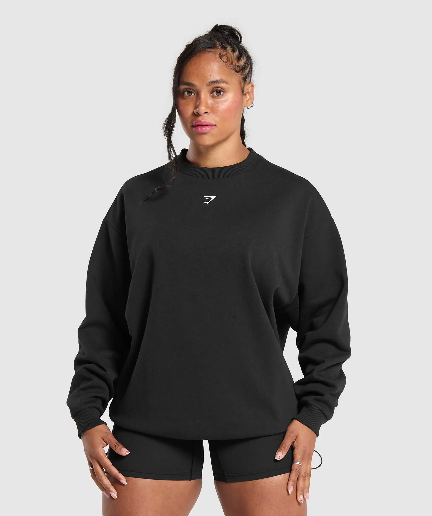 Gymshark Barbell Hearts Oversized Sweatshirt - Black sold by Gymshark