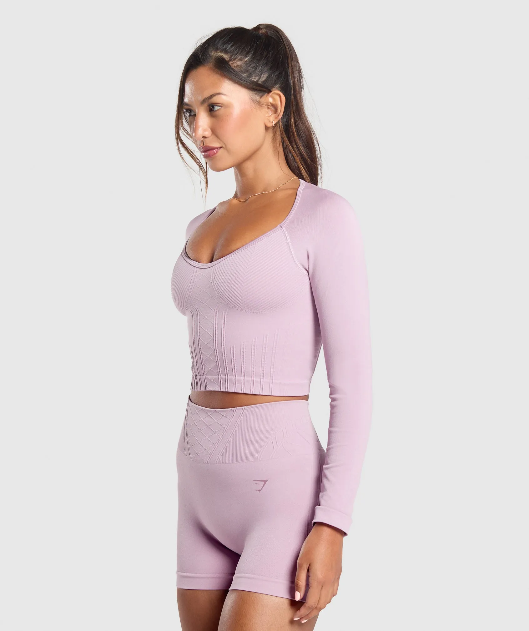 Gymshark Corset Seamless Long Sleeve Top - Warm Lilac sold by Gymshark product image thumbnail 3