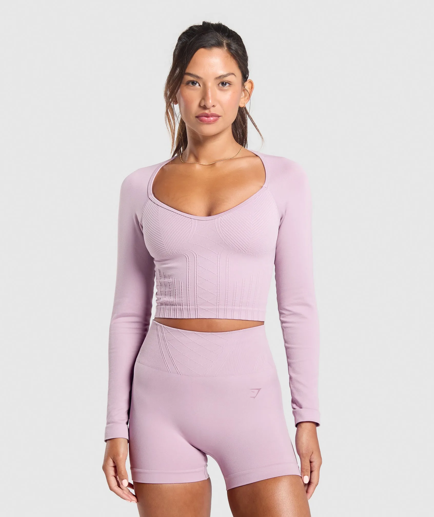 Gymshark Corset Seamless Long Sleeve Top - Warm Lilac sold by Gymshark