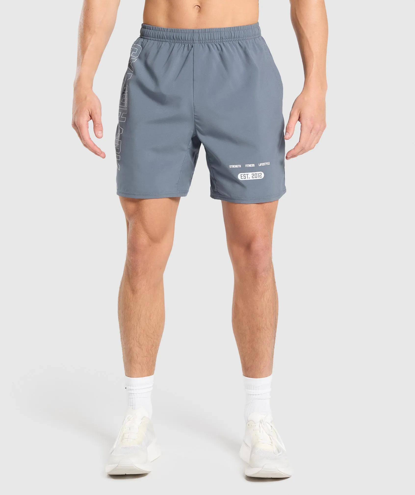 Gymshark Fitness Graphic Shorts - Iron Blue sold by Gymshark