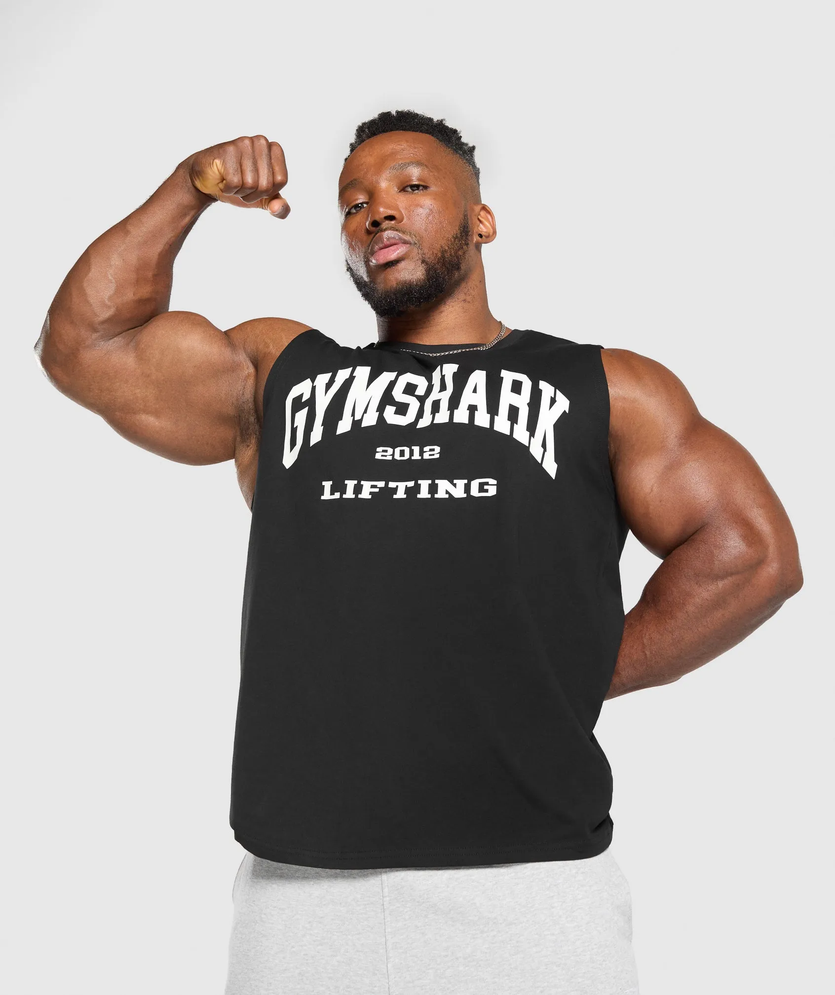 Gymshark 2012 Lifting Drop Arm Tank - Black sold by Gymshark product image thumbnail 4