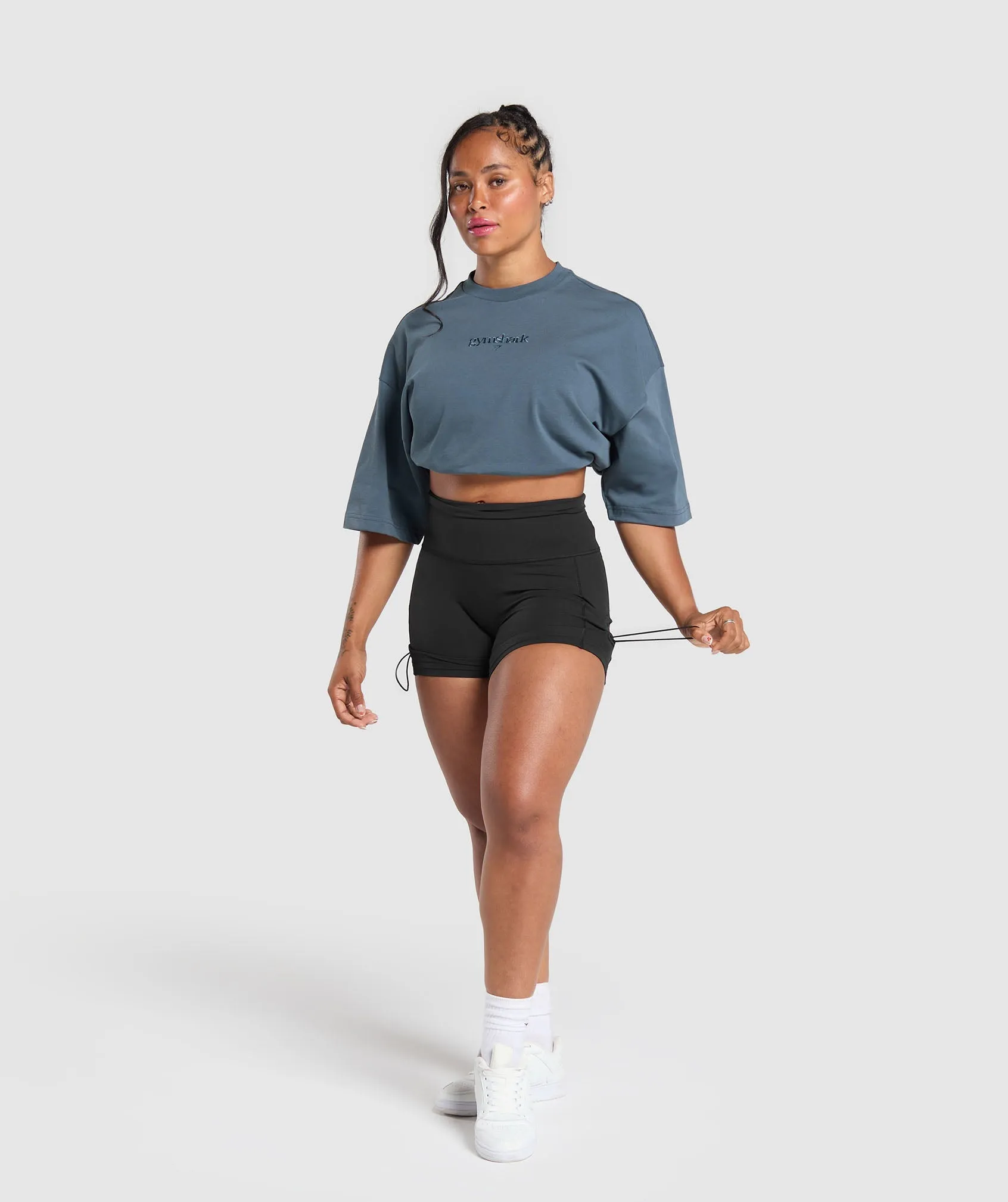 Gymshark Embroidered Logo Oversized T-Shirt - Cargo Blue sold by Gymshark product image thumbnail 4