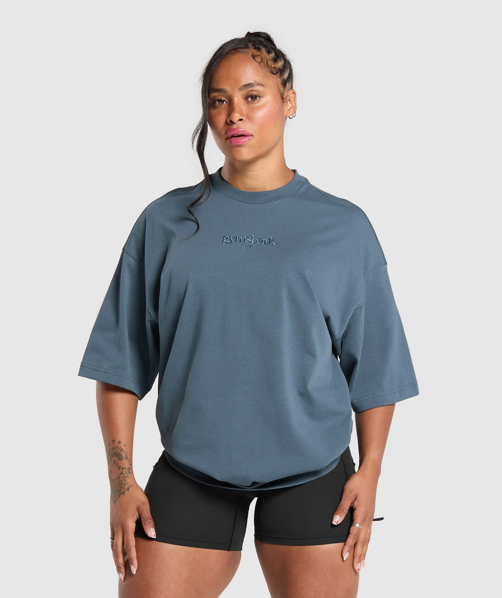Gymshark Embroidered Logo Oversized T-Shirt - Cargo Blue sold by Gymshark