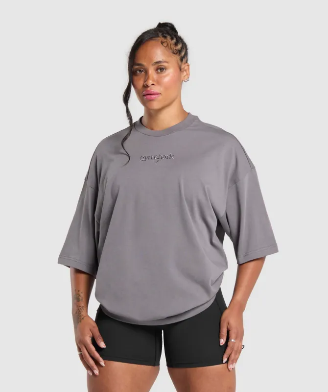 Gymshark Embroidered Logo Oversized T-Shirt - Brushed Grey sold by Gymshark