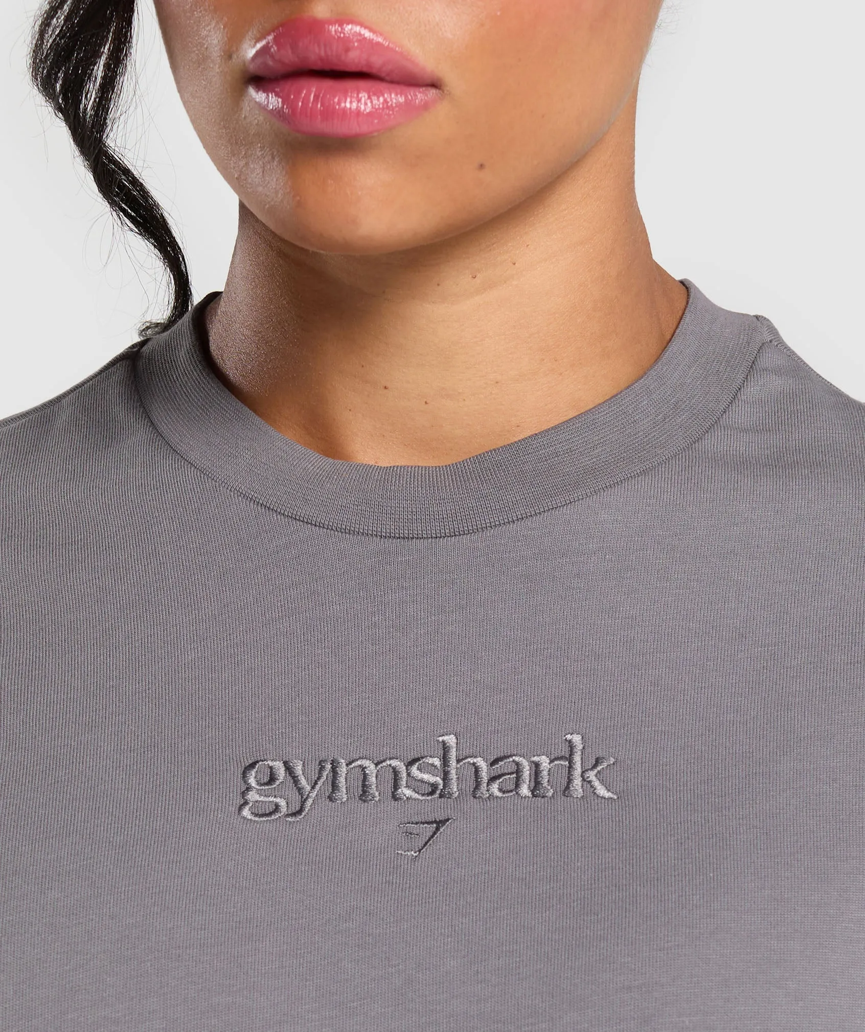 Gymshark Embroidered Logo Oversized T-Shirt - Brushed Grey sold by Gymshark product image thumbnail 5