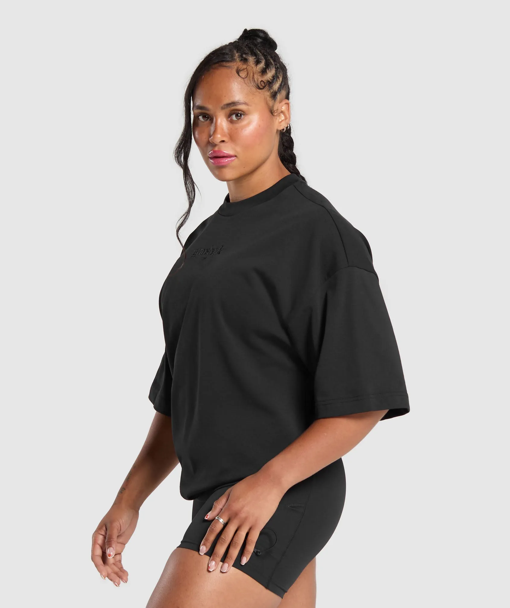 Gymshark Embroidered Logo Oversized T-Shirt - Black sold by Gymshark product image thumbnail 3