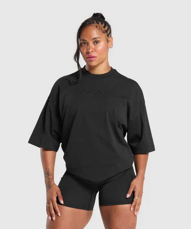 Gymshark Embroidered Logo Oversized T-Shirt - Black sold by Gymshark