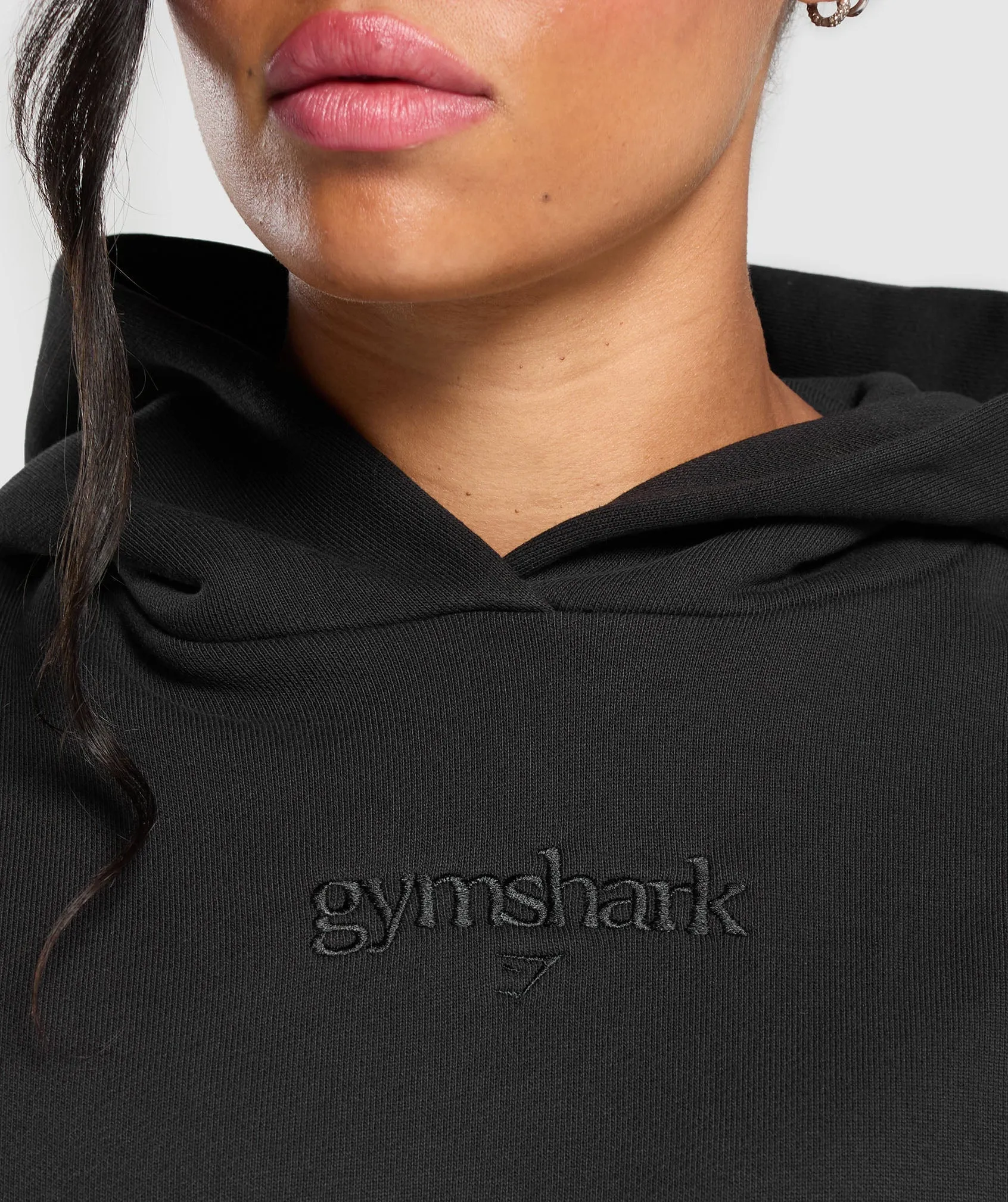 Gymshark Embroidered Logo Oversized Hoodie - Black sold by Gymshark product image thumbnail 5