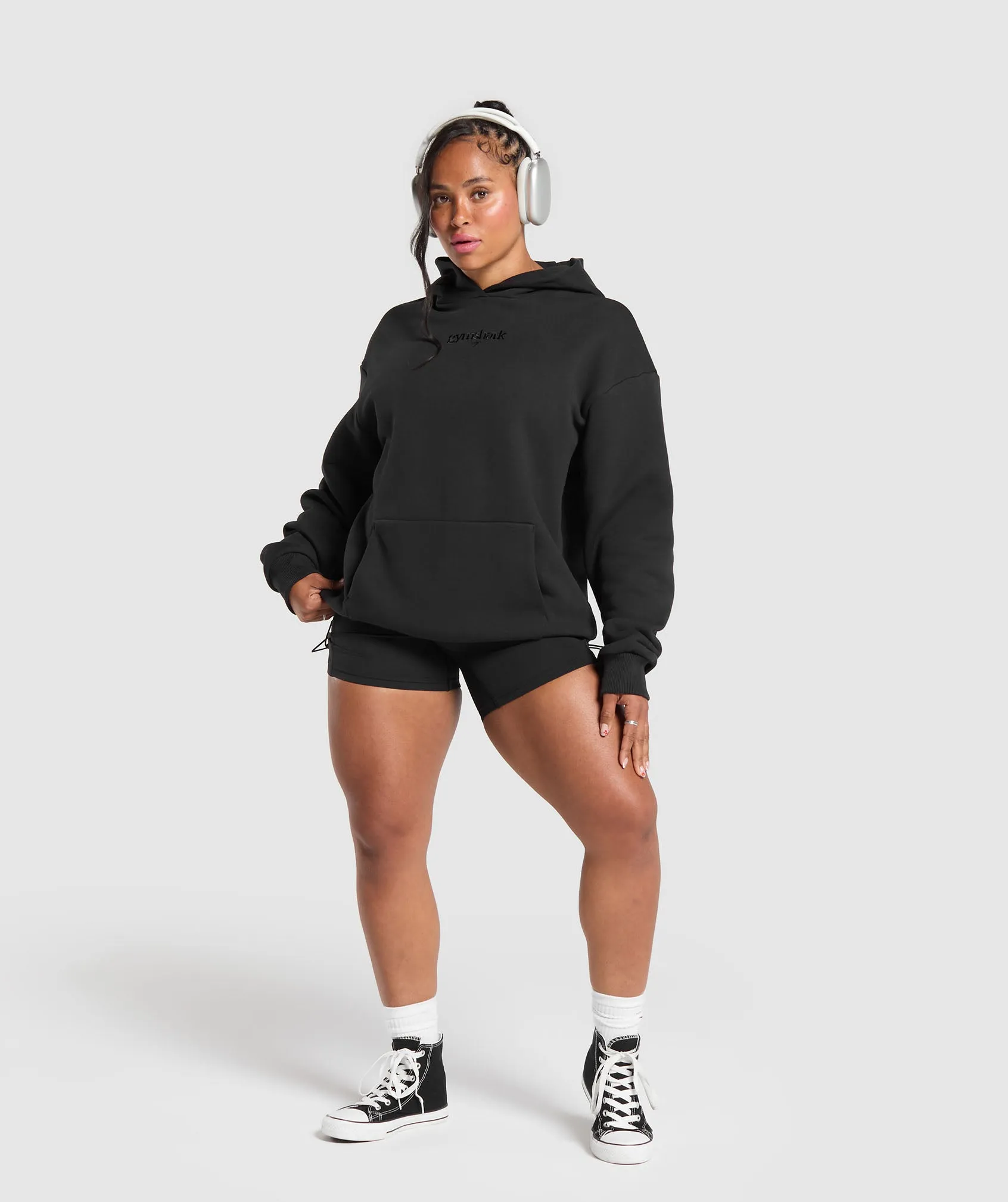 Gymshark Embroidered Logo Oversized Hoodie - Black sold by Gymshark product image thumbnail 4