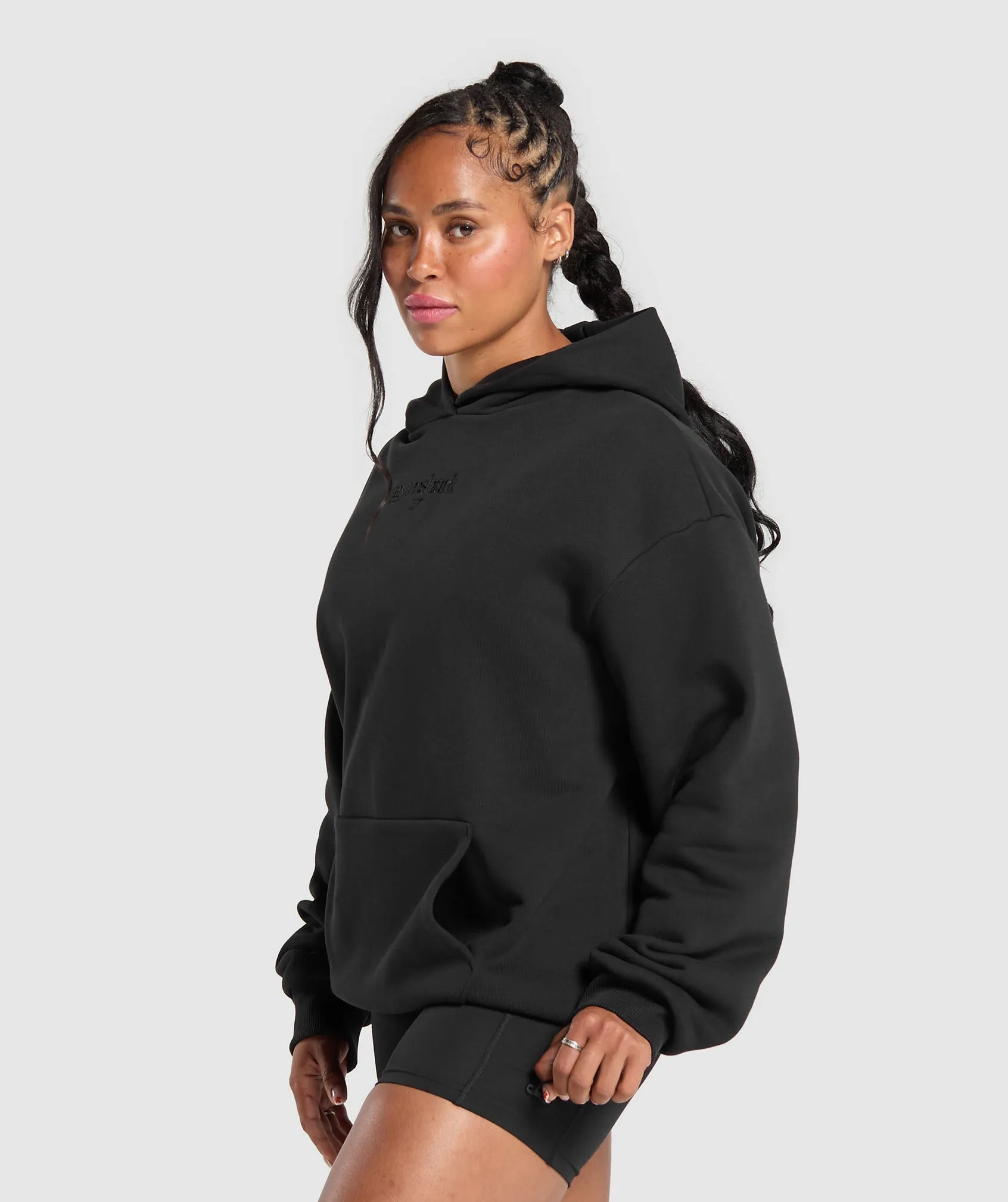 Gymshark Embroidered Logo Oversized Hoodie - Black sold by Gymshark product image thumbnail 3