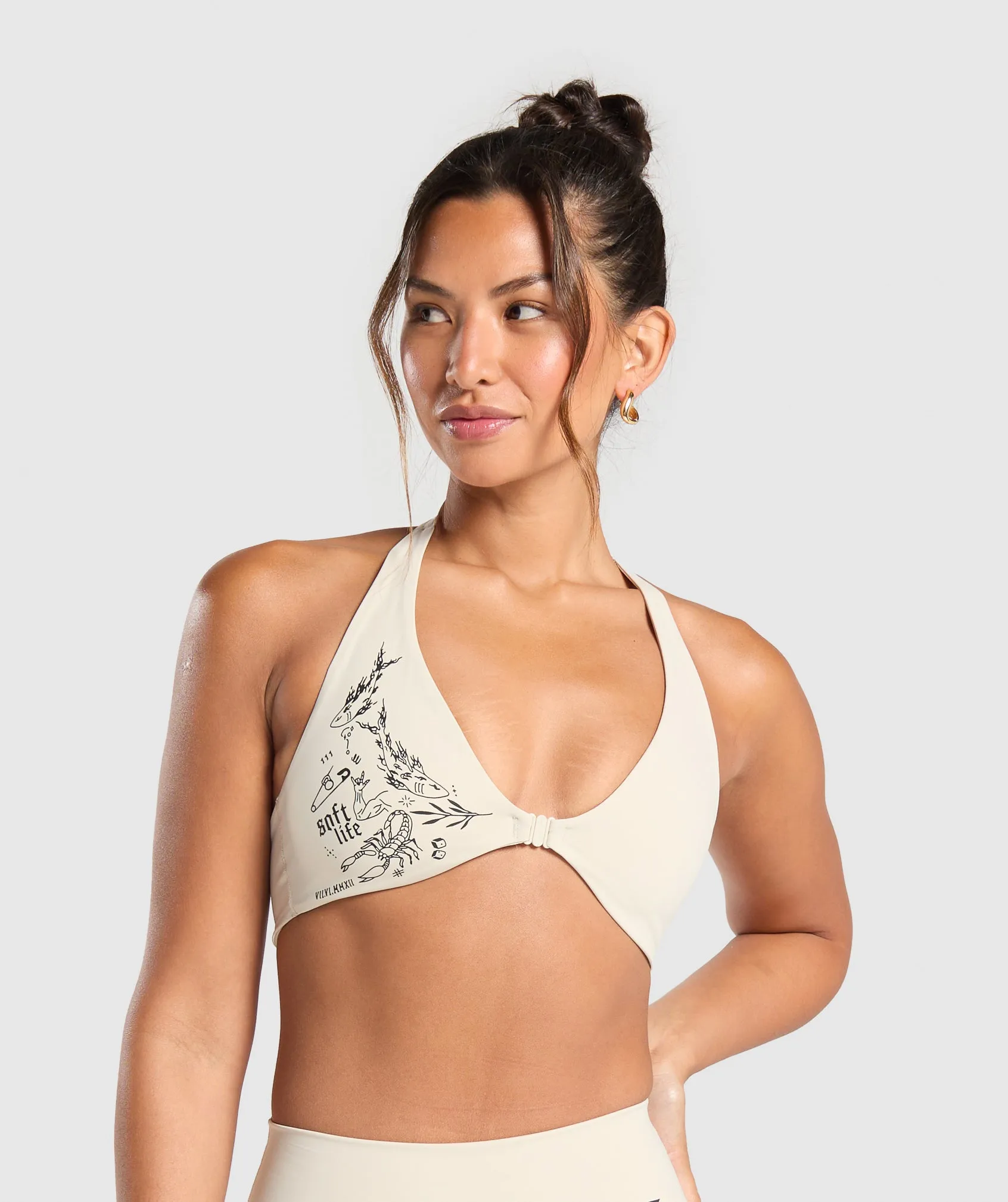 Gymshark Elevate Tattoo Graphic Sports Bra - Cream Beige sold by Gymshark