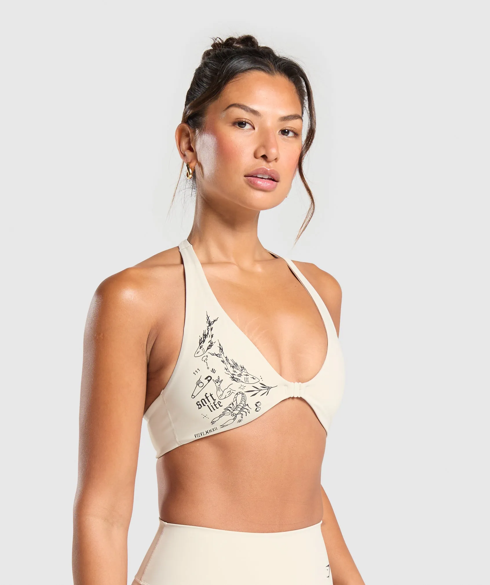 Gymshark Elevate Tattoo Graphic Sports Bra - Cream Beige sold by Gymshark product image thumbnail 3