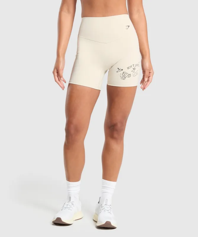 Gymshark Elevate Tattoo Graphic Shorts - Cream Beige sold by Gymshark
