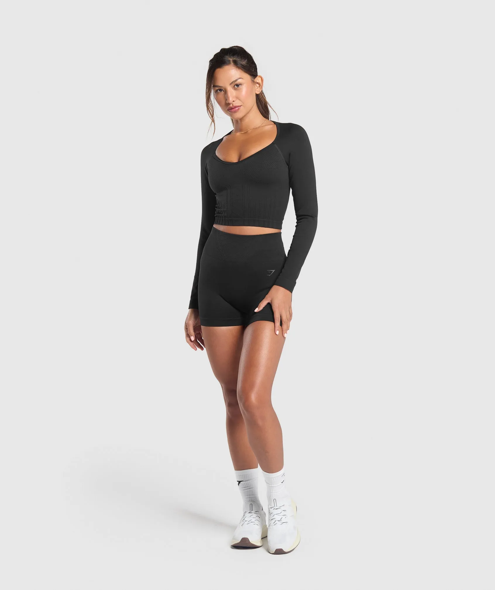Gymshark Corset Seamless Long Sleeve Top - Black sold by Gymshark product image thumbnail 5