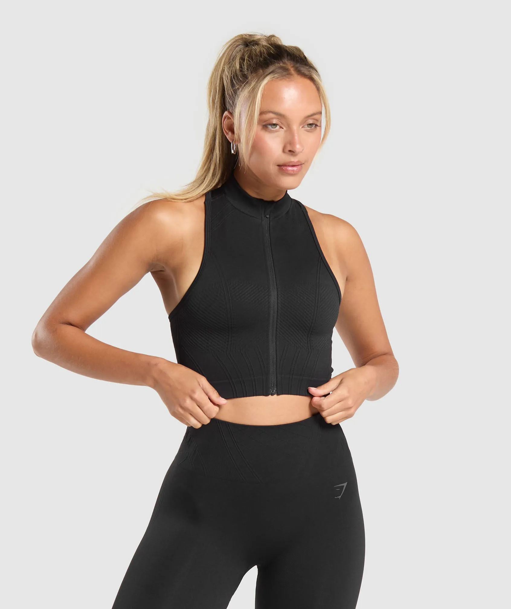 Gymshark Corset Seamless Crop Tank - Black sold by Gymshark