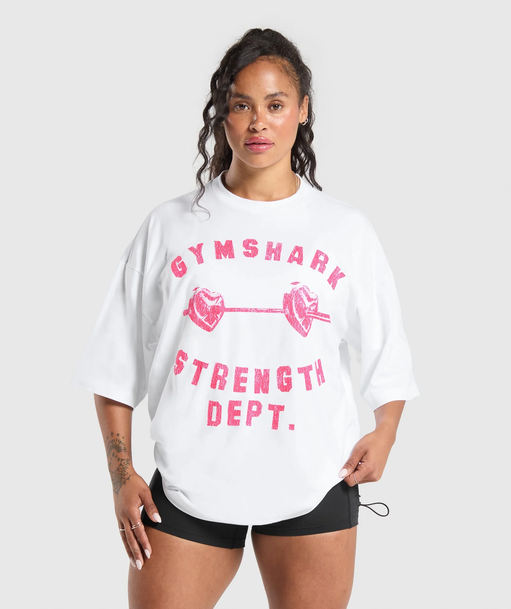 Gymshark Barbell Hearts Oversized T-Shirt - White sold by Gymshark