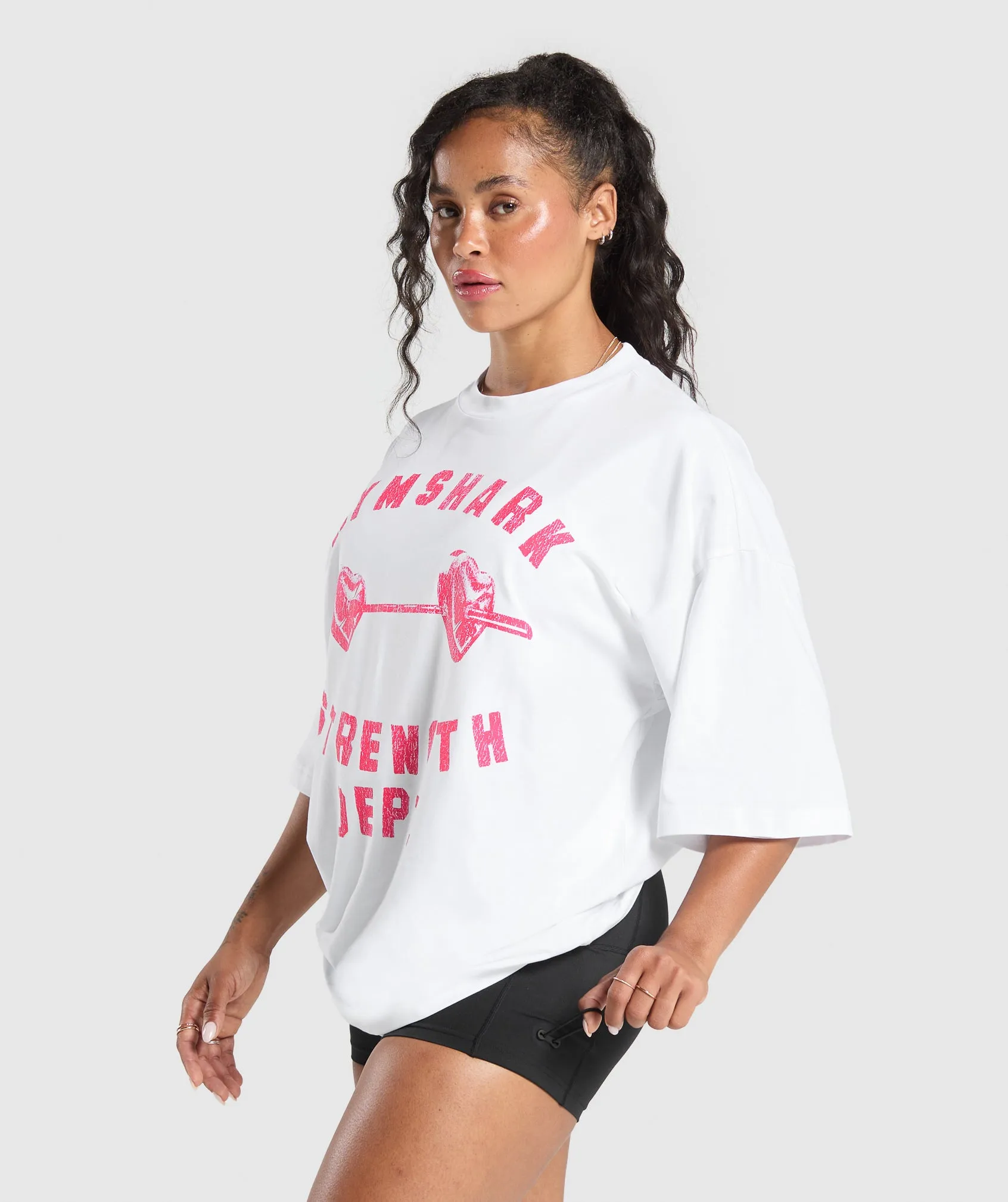 Gymshark Barbell Hearts Oversized T-Shirt - White sold by Gymshark product image thumbnail 3