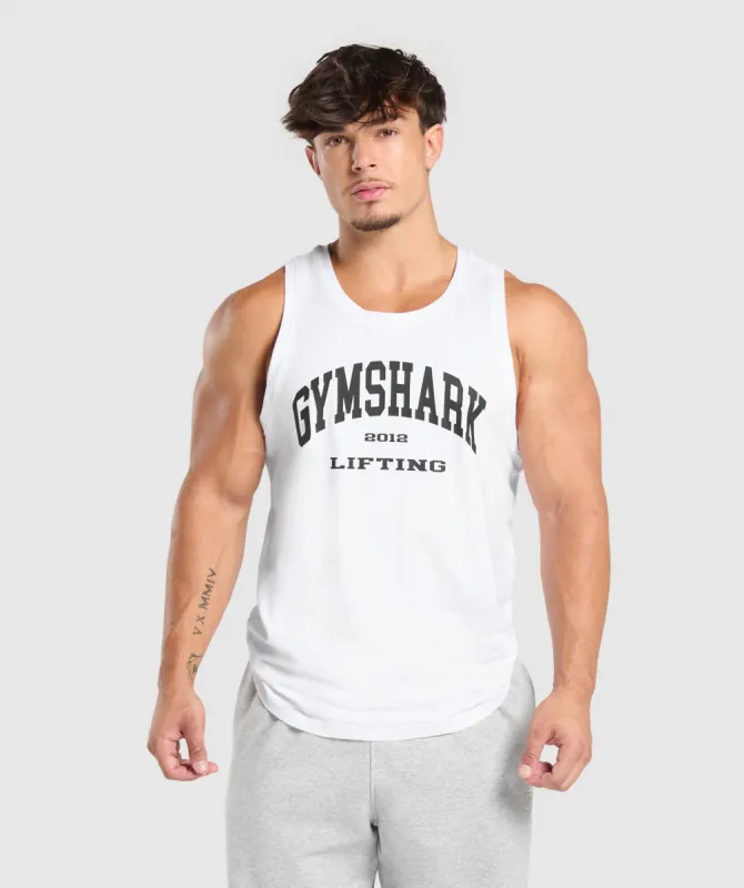 Gymshark 2012 Lifting Tank - White sold by Gymshark