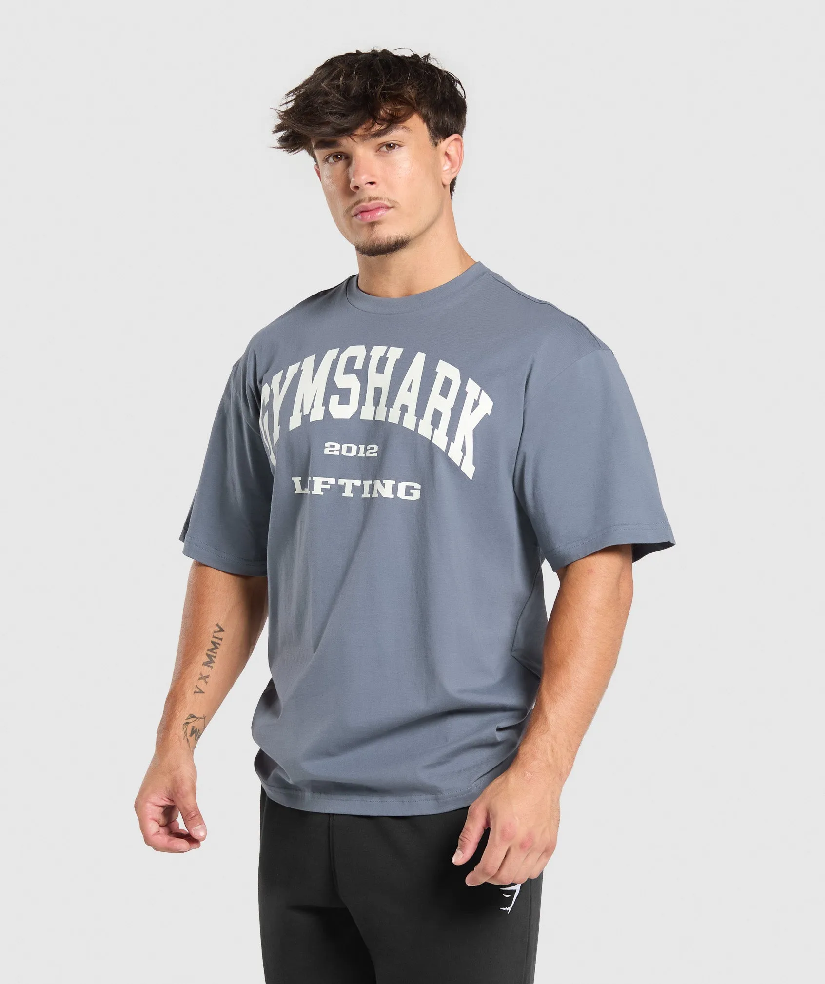 Gymshark 2012 Lifting Oversized T-Shirt - Iron Blue sold by Gymshark product image thumbnail 3