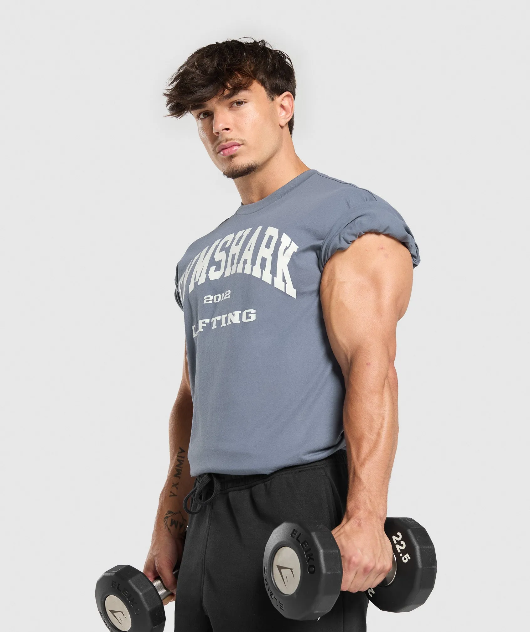 Gymshark 2012 Lifting Oversized T-Shirt - Iron Blue sold by Gymshark product image thumbnail 5