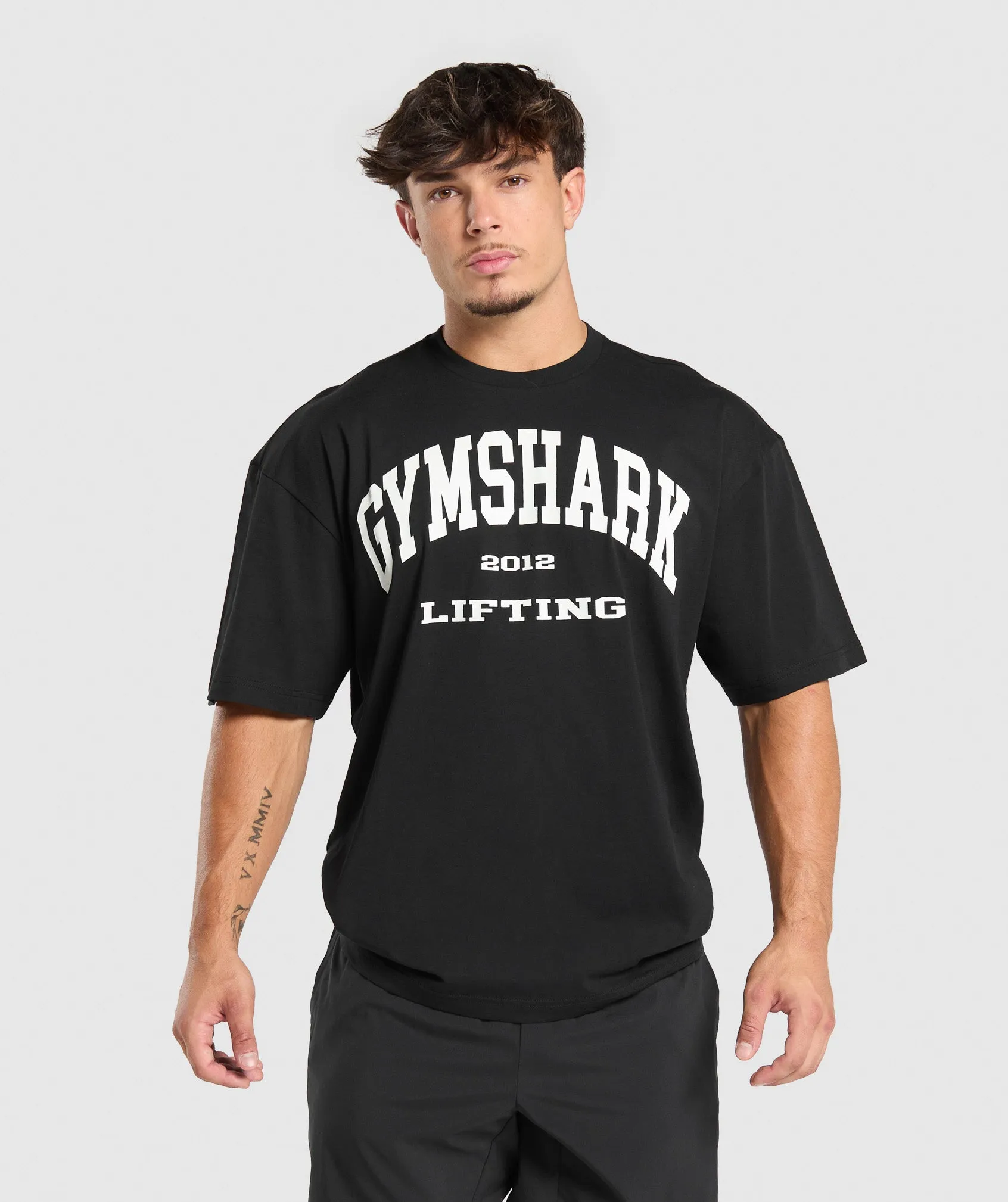 Gymshark 2012 Lifting Oversized T-Shirt - Black sold by Gymshark