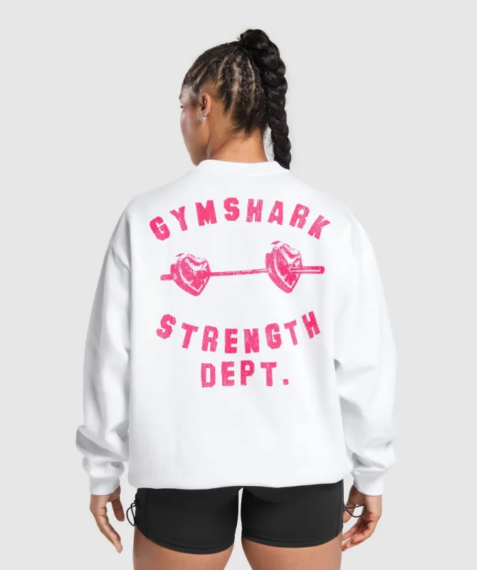 Gymshark Barbell Hearts Oversized Sweatshirt - White sold by Gymshark