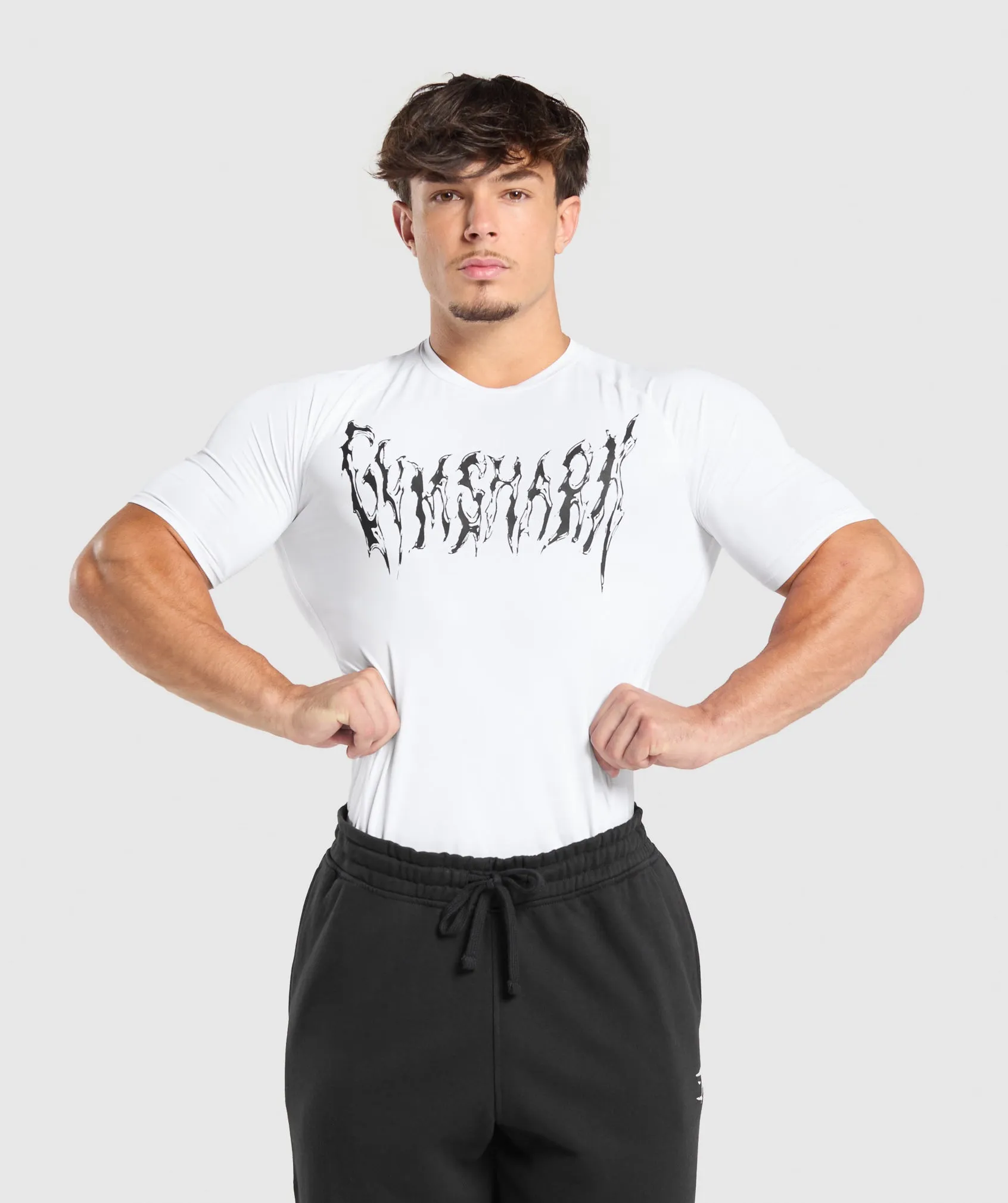 Gymshark Graphic Baselayer T-Shirt - White sold by Gymshark